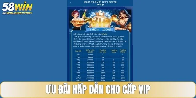 Khuyến mãi 58WIN dành cho VIP